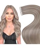 LAAVOO Tape In Extensions - Real Human Hair Blonde Highlight Ash Blonde Platinum 50cm 20 Pieces #19/60 Remy Quality 50g - Buy Online on GoSupps.com