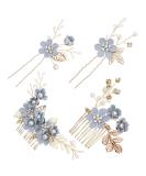 Toyvian 4pcs Rhinestone Hair Combs - Floral Bridal Headpiece with Crystals - Elegant Wedding & Evening Hair Accessories (Blue) - Buy Online on GoSupps.com