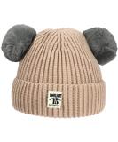 XYIYI Baby Kids Winter Knit Hat with Fur Pom | 6-24 Months Boys Girls Cap - Khaki - Buy Online on GoSupps.com