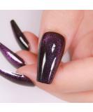 Press On Nails - Midnight Purple | Dark Glitter Velvet Coffin Nails | 24 Reusable Cat Eye Design for Women and Girls - Buy Online on GoSupps.com