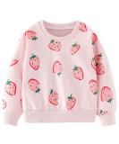 Girls Cotton Sweatshirt - Long Sleeve Casual Jumper for Kids | Toddler Clothes Age 4-5 Years | Strawberry Design - Buy Online on GoSupps.com