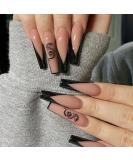 Black Snake Glossy Acrylic False Nails 24PCS Medium Press On Nails | Long Fake Nails with Glue Stickers | Stylish Black Dragon Design | Full Cover Stick On Nails for Women and Girls - Buy Online on GoSupps.com