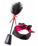 French Feather Blindfold Eye Satin Mask Set | Red Feather French Crop | Faux Feather Eye Mask - Buy Online on GoSupps.com