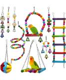 10-Piece Colorful Bird Toy Set for Parrots - Swings Chops Hanging Bells for Budgies Finch and Cockatiels - Buy Online on GoSupps.com