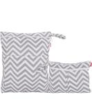 Damero 2pcs Travel Wet/Dry Bag Organizer with Two Zippered Pockets - Reusable for Cloth Diapers, Pumping Parts, Swimsuits, & Gym - Gray Chevron - Buy Online on GoSupps.com