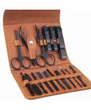 Leipple Manicure Set Professional Nail Clipper Kit Pedicure Kit - 16 pcs Stainless Steel Grooming Kit - Nail Care Tools with Luxurious Leather Travel Case (Brown) - Buy Online on GoSupps.com