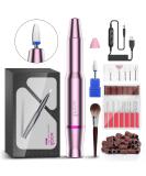 Xoali Electric Nail Machine 25000 RPM - 12 in 1 Manicure Set | USB Nail Drill & Clippers for Home & Salon Use (Pink) - Buy Online on GoSupps.com