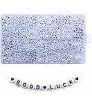 Amaney 1400pcs 4x7mm White Acrylic Alphabet Letter Beads - Heart Pattern with Crystal Line for Jewelry Making - Buy Online on GoSupps.com