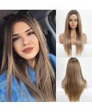 EMMOR 13*4 Lace Front Ash Brown Straight Wig - Heat Resistant Synthetic Blonde Ombre Wig - Buy Online on GoSupps.com