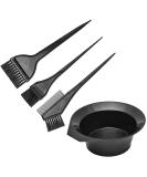 HF Haute Fashion Hair Coloring Dye Brushes with Bowl Kit - Set of 4 | For Men and Women | Black | 3 Brushes & Mixing Bowl - Buy Online on GoSupps.com