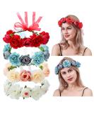 Cinaci 4 Pack Handmade Floral Rose Wreath Headbands for Wedding Party - Adjustable Crown Headpiece for Women, Brides, Bridemaids, Girls, Teens - Buy Online on GoSupps.com