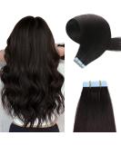 Yilite Tape Extensions Real Hair - 65cm Natural Black 20 Pieces - Invisible Silky Straight Skin Weft Tape-In Extensions #1B - Buy Online on GoSupps.com