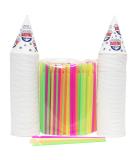 200 Snow Cone Cups 6 Oz and 200 Spoon Straws 400 Piece Set - Buy Online on GoSupps.com