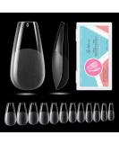 Gelike EC Coffin Full Cover Nail Tips - 552 Pieces Soft Gel Fake Nails for DIY Nail Art | Medium Ballerina & Clear Tips - Buy Online on GoSupps.com