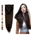 S-noilite 23 Inch Dark Brown Clip In Hair Extensions - 8pcs Full Head Long Extension Set | Sexy Lady Fashion Choice - 60 Colors Available - Buy Online on GoSupps.com