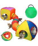 Mfsdai 3-in-1 Cat Toy Set: Tunnel, Cube, Tent | Interactive Maze Toy for Cats, Puppy, Rabbit | Foldable & Portable | Rainbow Color - Buy Online on GoSupps.com
