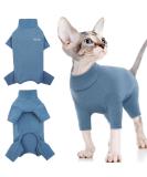Warm Winter Sweater & Vest for Sphynx Cats - Knitted Jumpsuit & Coat for Hairless Cats (Blue Size S) - Buy Online on GoSupps.com