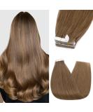 14 Tape in Human Hair Extensions - Straight Remy Seamless #06 Light Brown, 10pcs - Buy Online on GoSupps.com