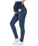 PACBREEZE Women's Maternity Jeans Over The Belly Slim Stretchy High Waist Denim Skinny Pants - Dark Blue - Buy Online on GoSupps.com
