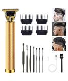 Hair Clippers for Men, Hair Trimmer T Blade Trimmer Zero Gapped Trimmer, Cordless Rechargeable Beard Trimmer Shaver Hair Cutting Kit with Ear Spoon Tool Set (Gold) Pure Textured Gold - Buy Online on GoSupps.com