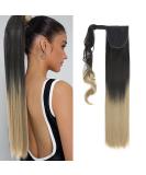 S-noilite Trendy 23 Straight Wrap Around Ponytail Clip in Hair Extension - Dark Brown to Ash Blonde (23 Inch) | Long Popluar Style - Buy Online on GoSupps.com
