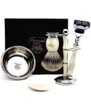 Premium International Shaving Set: Razor Brush Stand Soap & Bowl - Ultimate Grooming Experience - Buy Online on GoSupps.com