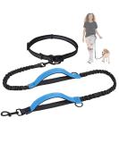 Snocyo Jogging Leash for Dogs | Elastic & Reflective Leash for Medium & Large Dogs | Double Handle & Waist Belt | Black & Blue - Buy Online on GoSupps.com
