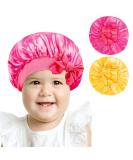 Arqumi Silk Satin Kids Bonnet 2Pcs Set | Soft Baby Sleeping Cap | Adjustable Night Hair Bonnet for Toddlers & Teens - Yellow/Rose - Buy Online on GoSupps.com