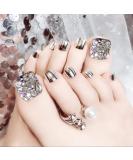 Folmywy False Toenails - Rhinestone Glossy Full Cover Short Square - 24Pcs Color-08 - Buy Online on GoSupps.com