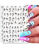 Tropical Summer Coconut Tree Nail Stickers - 6 Sheets 3D Self-Adhesive Nail Decals for Women - Buy Online on GoSupps.com