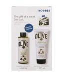 KORRES Olive Sea Salt Body Care Value Set - Vegan Gift for Men & Women | Shower Gel & Body Milk with Extra Virgin Olive Oil - 450 ml - Buy Online on GoSupps.com