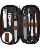 Marqus Manicure Set - 7 Parts Made in Germany | Patented Glass Files | Leather Etui for Hand & Foot Care - Best Grooming Kit for Ladies & Gentlemen - Buy Online on GoSupps.com