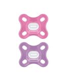 MAM Comfort Schnuller in the 2 Set particularly small and light baby pacifier for early & newborns made of 100 % silicone with soft MAM Skinsoft suction part & pacifier box 0+ months pink/purple pink/purple 0-2 months (2 pack)single - Buy Online on GoSupps.com