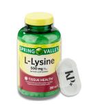Spring Valley L-Lysine Amino Acid Supplements - 500 mg 250 Tablets + Pill Case | Premium Immune Support - Buy Online on GoSupps.com