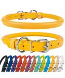 Collardirect Round Leather Dog Collar - Handmade Softly Padded Adjustable for Dogs & Cats (48-53 cm) - Available in Black Pink Red Purple Blue Yellow - Buy Online on GoSupps.com