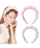 Qearl Spa Puffy Headband for Women 2 Pack - Soft Sponge Headbands for Skincare, Makeup Removal, Shower - Hair Accessory Set - Buy Online on GoSupps.com