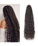 Ainimiu 22 Inch Goddess Box Braids Crochet Hair Bohomian Crochet Box Braids Curly Ends 8 Pack Crochet Braids Synthetic Braiding Hair Extension Black 22 Inch(Pack of 8) 4# - Buy Online on GoSupps.com
