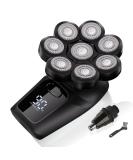 8D Floating Head Shaver for Bald Men - Waterproof Electric Razor for Head Face Legs & Body Shaving - Rechargeable Kit with Nose & Ear Hair Trimmer - 90 Min Runtime LED Display - Black - Buy Online on GoSupps.com
