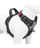 Phoepet Reflective Adjustable Dog Harness with Training Handle | XS Gray Black | Anti-Educational Easy Tightening ID Card & Metal Hooks - Buy Online on GoSupps.com