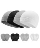Aolso Newborn Baby Hats Mittens Set - 4pcs Infant Cotton Caps & Gloves for 0-6 Months - Buy Online on GoSupps.com