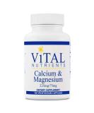 Vital Nutrients Calcium and Magnesium Capsules - Cardiovascular, Muscle, and Bone Support - 100 Vegetarian Capsules - 225mg/75mg - Buy Online on GoSupps.com