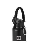Iron Flask Paracord Handle - Wide Mouth Water Bottle Carrier with Safety Ring, Carabiner & Survival Bracelet - Midnight Black - Buy Online on GoSupps.com
