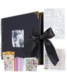 OLAI Scrapbook Photo Album 80 Pages DIY Craft Paper Book Set + Metal Pen - Black | Anniversary Wedding Graduation Travel Album - Buy Online on GoSupps.com