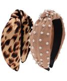 BEGOOD Leopard Print Knotted Headbands for Women - Pearl Wide Fashionable Hair Hoop 2Pcs - Buy Online on GoSupps.com
