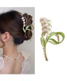 Lily of The Valley Non-Slip Metal Hair Clip - Elegant Orchid Flower Fashion Accessory - Buy Online on GoSupps.com