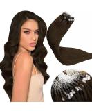 LAAVOO Easy Loop Hair Extensions - Brown 18 Inch Real Remy Hair with Microrings 50s Pack Brown #4 50g - Premium Microlink Extensions - Buy Online on GoSupps.com