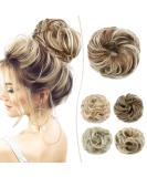 Silk-Co Hair Part with Rubber Band - Wavy Soft Dutt Extensions | 55g Honey Brown & Bleach Blonde Messy Bun Updos - Buy Online on GoSupps.com