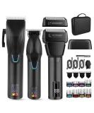 Professional Hair Clippers for Men | Cordless Beard Trimmer & Electric Razor | Rechargeable Grooming Kit with LCD Display - Perfect Gifts for Men (Black - Buy Online on GoSupps.com