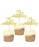 Pack of 24 21 Anniversary Cupcake Toppers Glitter "Happy 21th Anniversary" Cake Toppers Number 21 Eightteen Sweet 21 Birthday Wedding Anniversary Party Cake Decorations Accessories Gold 21st Gold - Buy Online on GoSupps.com