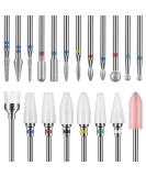 Depvko 20Pcs 3/32'' Ceramic Carbide Nail Drill Bits Set for Manicure Pedicure - Diamond Cuticle Remover & Nail Drill Accessories - Buy Online on GoSupps.com